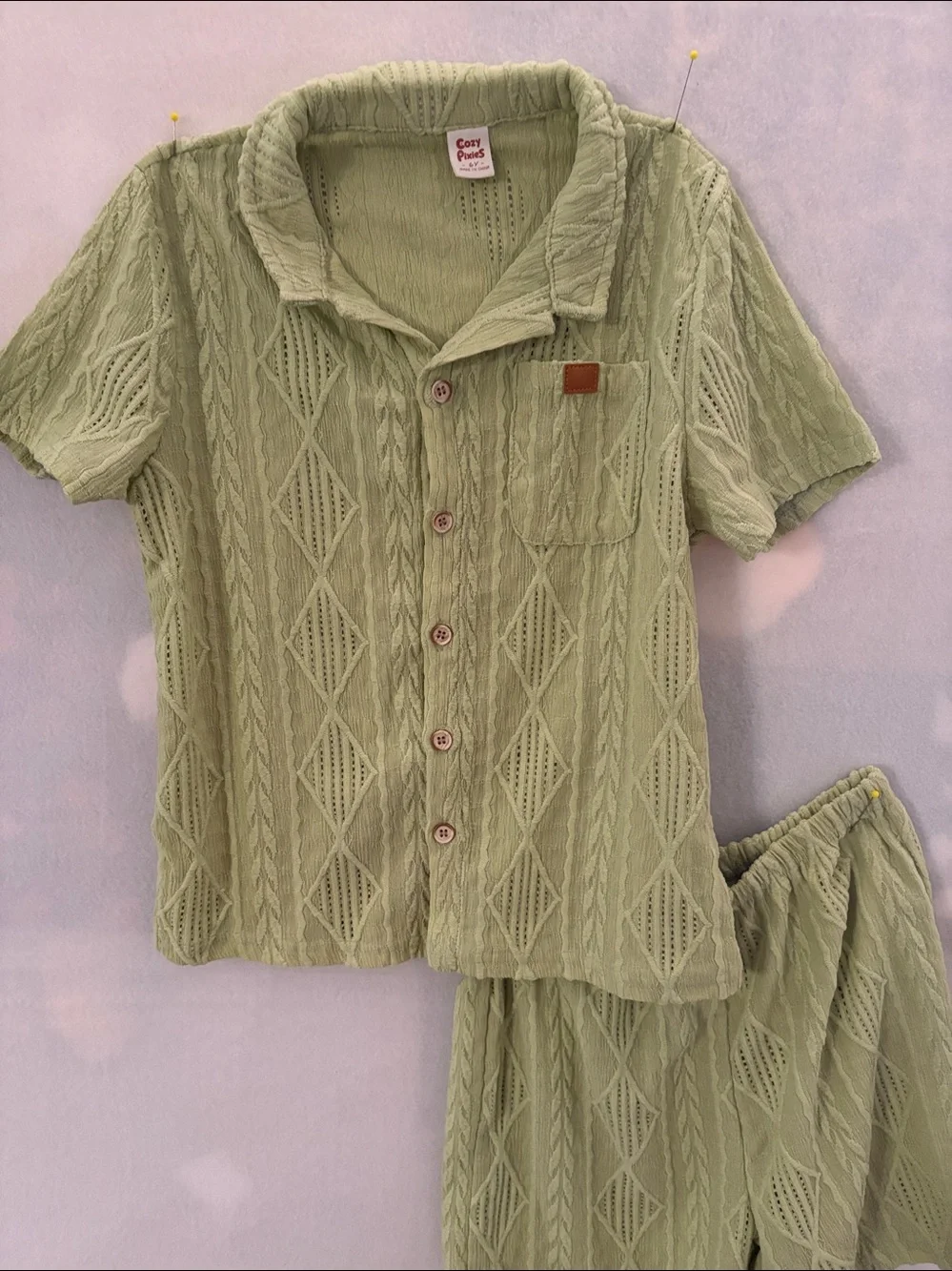 Kids Light Green Short-Sleeve Short set size 6